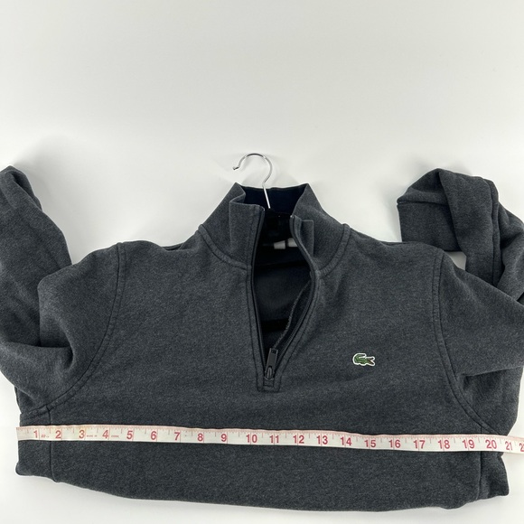 Lacoste Half Zip Lightweight Interlock Sweatshirt Dark Gray Cotton Mens M 4 - Picture 5 of 15